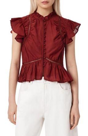 AllSaints Lima Ruffle Top in Paprika Red at Nordstrom, Size 10 Us
