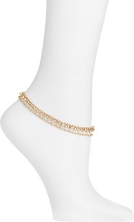 Open Edit Triple Layer Bead Chain Anklet in Gold at Nordstrom