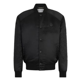 Philipp Plein Satijnen Bomberjack Skull Dragons - Heren - Bomber jackets - Zwart - XL - Satijn - Jassen