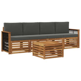 vidaXL Conjunto De Sof&aacute;s De Exterior 5 Pcs Natural Y Antracita Vidaxl