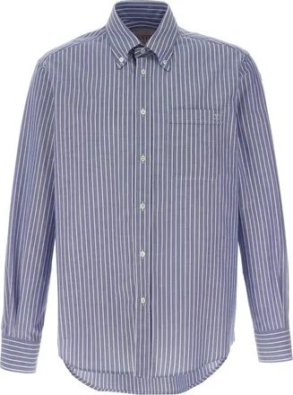 Valentino Garavani Light Blue Striped VLogo Shirt