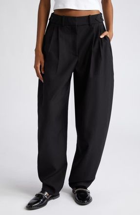 Stella McCartney Pleated Tapered Wool Trousers in 1000 Black at Nordstrom, Size 6 Us