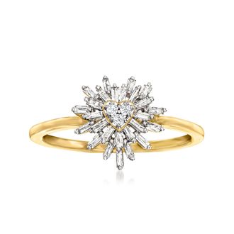 Canaria Canaria Diamond Heart Burst Ring in 10kt Yellow Gold