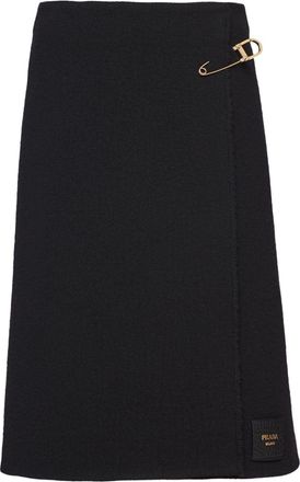 Prada safety pin-embellished midi skirt - women - Wool - 40 - Black