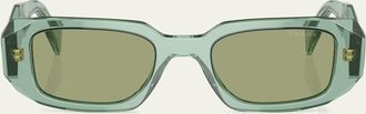 Prada Mirrored Rectangle Acetate Logo Sunglasses