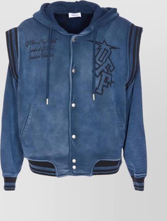 Off-white hooded sweater with drawstring and pockets