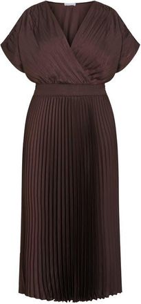 City Chic Elia Faux Wrap Pleated Dress in Chocolate at Nordstrom, Size 18W