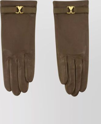 Ami smooth finish gloves with bow and gold hardware