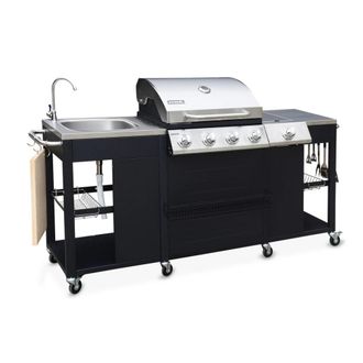 Sweeek Barbacoa de gas de 5 quemadores con 1 quemador lateral, cocina