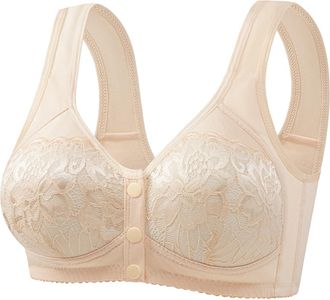 Generic Bras for Women Casual Button Down Soft Cup Breathable Comfort Light Support Underwear Non Wired Everyday Bra Beige