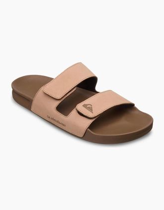 Quiksilver Mens Quiksilver Mens Rivi Leather Slides - Cream/Brown - Size: 11