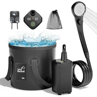 Elle Ducha Port&aacute;til Para Camping, Bomba De Ducha El&eacute;ctrica Recargable De 6000 Mah Con Filtro De Agua, Pantalla Inteligente De Temperatura Y Presi&oacute;n De Agua