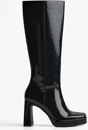 Bershka stivali con tacco platform neri-Nero