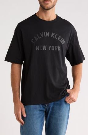 Calvin Klein Relaxed Arch Logo Cotton T-Shirt in Black at Nordstrom Rack, Size Xx-Large