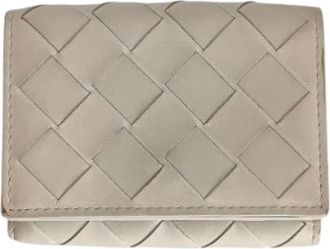 Bottega Veneta Pre-owned Intrecciato tri fold wallet - Dames - Vintage Accessoires - Grijs - ONE Size - Leer - Vintage