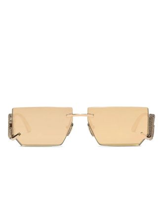 Dolce & Gabbana Eyewear crystal-embellished rectangle-frame sunglasses - Gold