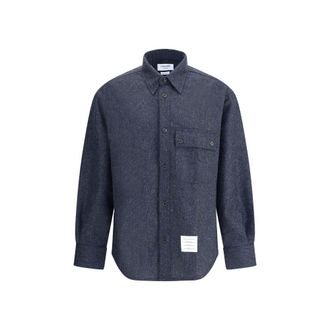 Thom Browne Blue Wool Dress Mens Shirt