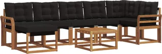 vidaXL Conjunto De Sof&aacute;s De Exterior 8 Uds. Natural Y Negro Vidaxl