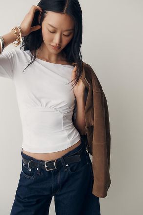 Maeve Ruched Boat-Neck Top
