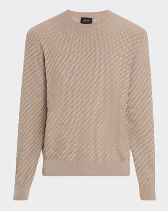 Brioni Men & apos;s Basketweave Crew Sweater
