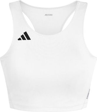 adidas ADIzero Essentials Running Crop Top Sport-BH f&uuml;r Damen | wei&szlig;