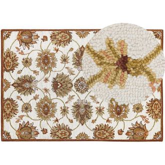 Beliani Beliani - Alfombra De Lana Beige Claro/marr&oacute;n/verde Oliva 160 X 230 Cm Pelo Largo Ezine