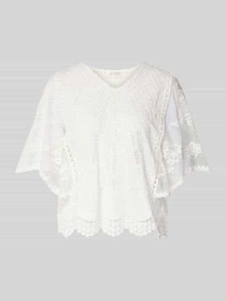 Apricot Blusenshirt aus Spitze in Ecru, Gr&ouml;&szlig;e L