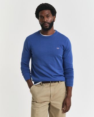 GANT Men Classic Cotton Crew Neck Sweater (XL) RICH BLUE
