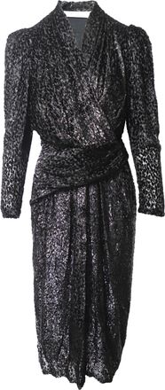 Iro Xonina Wrap-Effect Metallic Devor&eacute; Velvet Midi Dress In Black Viscose