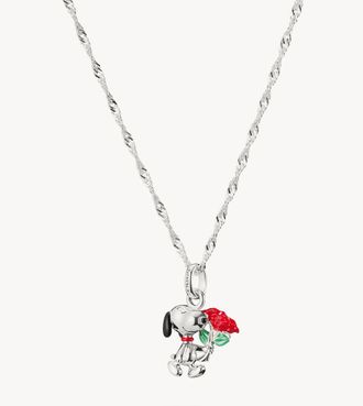 Thomas Sabo Catenina con ciondolo Snoopy tonalit&agrave; argento, nero, rosso e verde