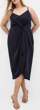 City Chic Love Affair Faux Wrap Dress in Dark Navy at Nordstrom, Size Xxl