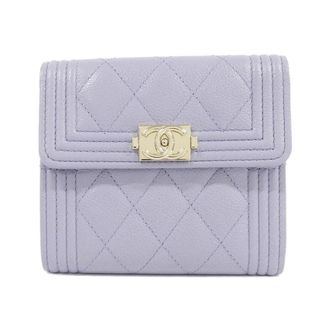 Chanel Light Purple Grained Calfskin Wallet (Tri-Fold) (Pre-Owned)