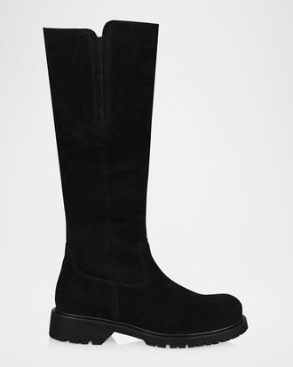 La Canadienne Harry Shearling-Lined Suede Knee-High Boots