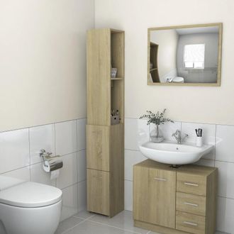 vidaXL Armario De Ba&ntilde;o Madera Contrachapada Roble Sonoma 25x26,5x170cm Vidaxl