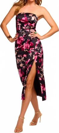 Ramy Brook Dory Strapless Ruched Midi Dress In Wild Floral