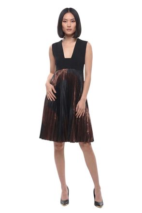 Stella McCartney Black Pleated V Neck Dress