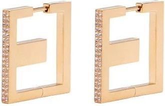 Elisabetta Franchi Oorbellen met vierkant logo - Dames - Oorbellen - Geel - ONE Size - Accessoires