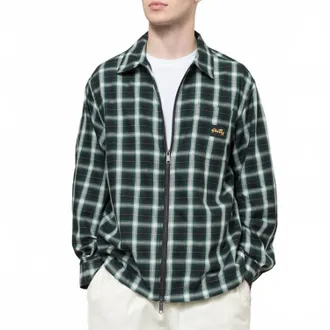 Stan Ray Lobg Sleeve Zip Shirt In Green Check