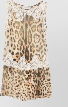 Ermanno Scervino sleeveless dress leopard print lace trim