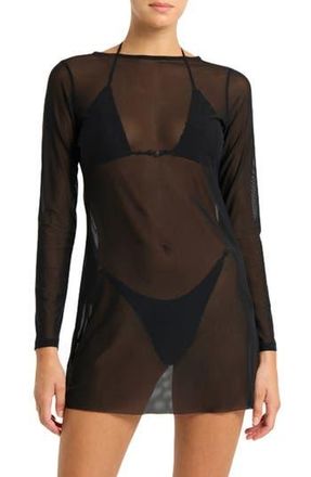 Bond-Eye Gisele Long Sleeve Minidress in Black Mesh at Nordstrom Rack, Size X-Small/small