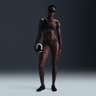 Nike Womens Swim Swoosh Link Terry Hipster Bikini Bottom in Brown | NESSF256-206