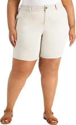 Style & Co. Womens Chino Shorts - Plus In White