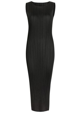 Pleats Please Issey Miyake Pleated Woven Midi Dress - Black - 3