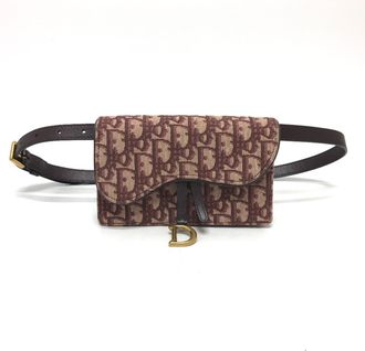 Dior Bordeaux Canvas Leather Beach Bag Fanny Pack (Pre-Owned)