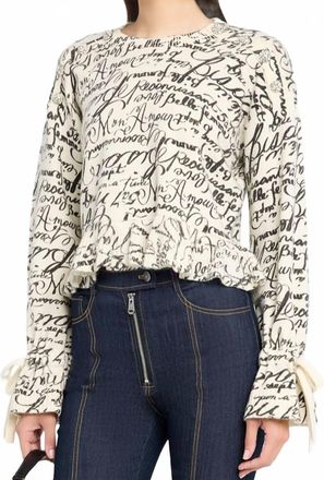 Cinq &agrave; Sept Cropped Love Journal Sweater In Ivory/black