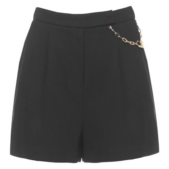 Elisabetta Franchi Shorts in Gabardine Fabric with Jewel Logo - female - Elisabetta Franchi - Casual Shorts - Black - S - Shorts