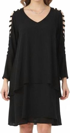 Joseph Ribkoff Ladder Sleeve Tunic Mini Dress In Black