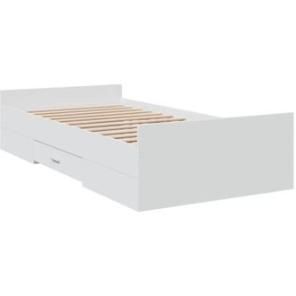 vidaXL Cama Con Cajones Madera De Ingenier&iacute;a Blanca 190x190 Cm Vidaxl