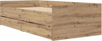 vidaXL Bed Frame with Drawer Artisan Oak 90 x 200 cm Solid Pine Wood vidaXL