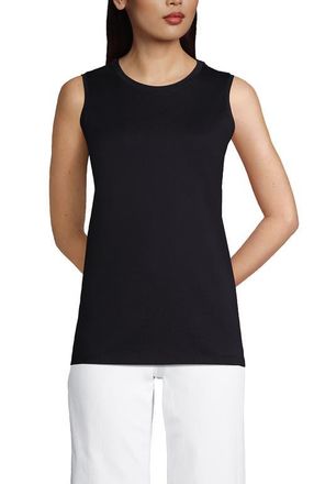Lands End Supima Cotton Tank Top in Black at Nordstrom, Size Medium